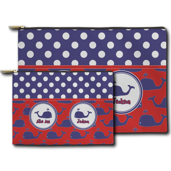 Whale Zippered Pouches - Size Comparison