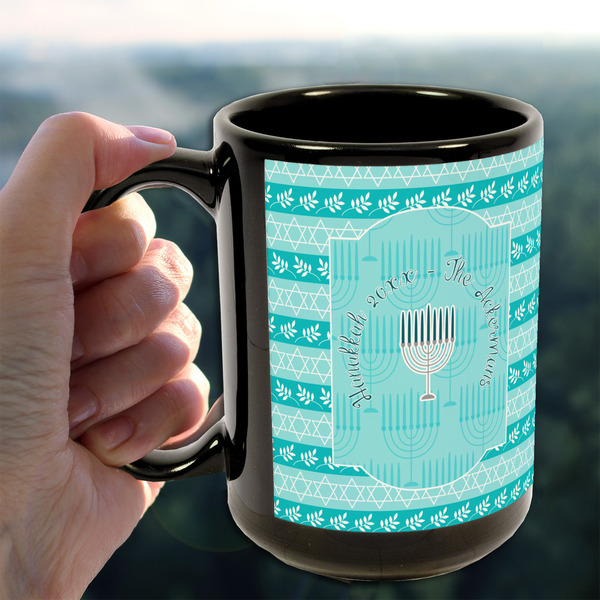 Hanukkah 15oz. Black Mug - LIFESTYLE