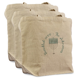 Hanukkah Reusable Cotton Grocery Bags - Set of 3 (Personalized)