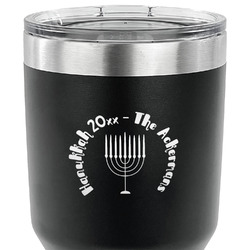 Hanukkah 30 oz Stainless Steel Tumbler - Black - Single Sided (Personalized)