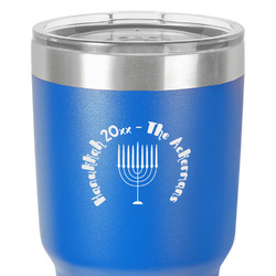 Hanukkah 30 oz Stainless Steel Tumbler - Royal Blue - Single-Sided (Personalized)