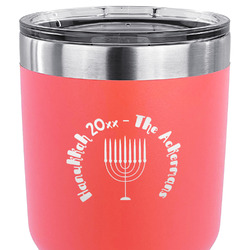 Hanukkah 30 oz Stainless Steel Tumbler - Coral - Single Sided (Personalized)