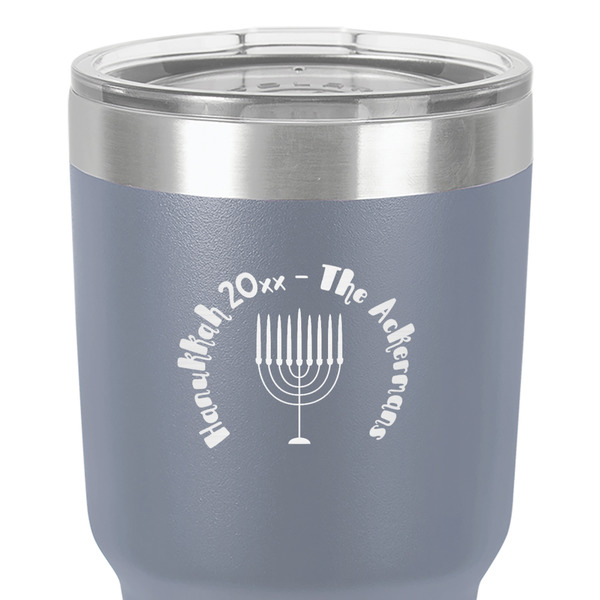 Hanukkah 30 oz Stainless Steel Ringneck Tumbler - Grey - Close Up