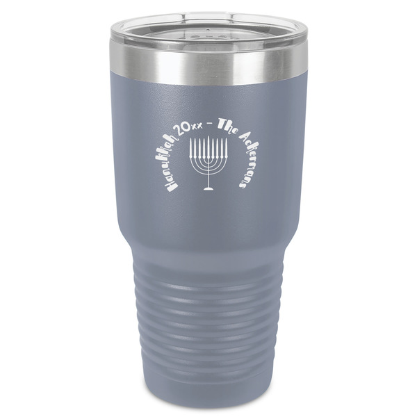 Hanukkah 30 oz Stainless Steel Ringneck Tumbler - Grey - Front