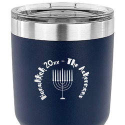 Hanukkah 30 oz Stainless Steel Tumbler - Navy - Single Sided (Personalized)
