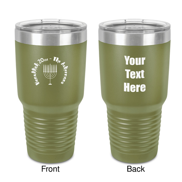 Custom Hanukkah 30 oz Stainless Steel Tumbler - Olive - Double-Sided (Personalized)