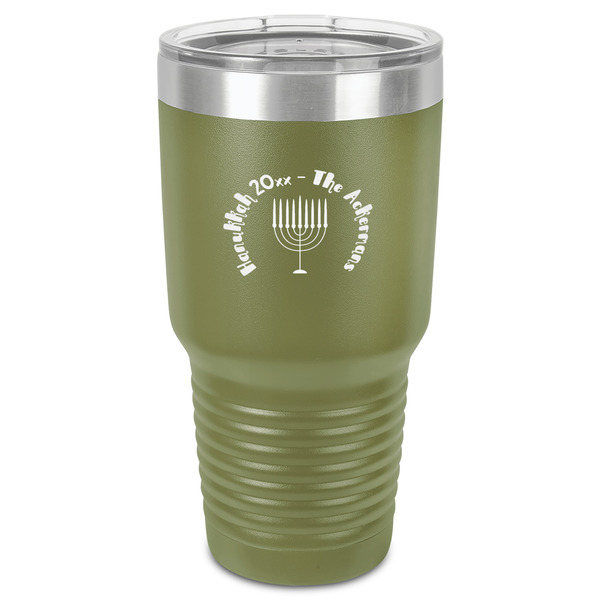 Hanukkah 30 oz Stainless Steel Ringneck Tumbler - Olive - Front