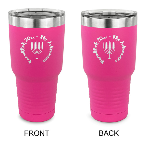 Custom Hanukkah 30 oz Stainless Steel Tumbler - Pink - Double Sided (Personalized)