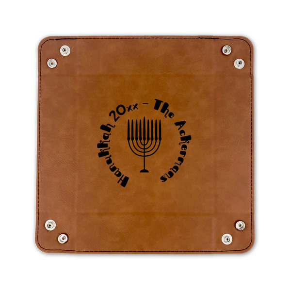 Hanukkah 6" x 6" Leatherette Snap Up Tray - FLAT FRONT