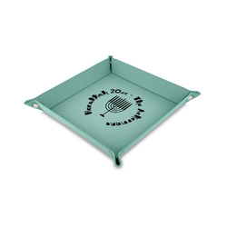 Hanukkah 6" x 6" Teal Faux Leather Valet Tray (Personalized)