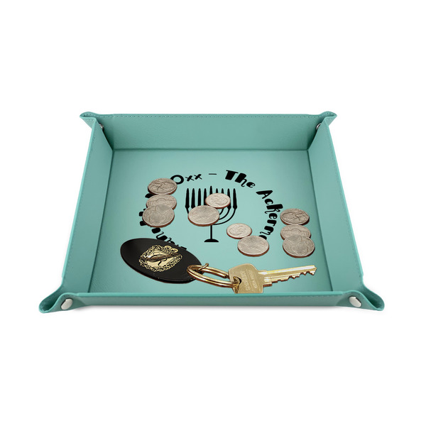 Hanukkah 6" x 6" Teal Leatherette Snap Up Tray - STYLED