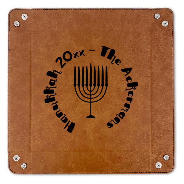Hanukkah 9" x 9" Leatherette Snap Up Tray - APPROVAL (FLAT)