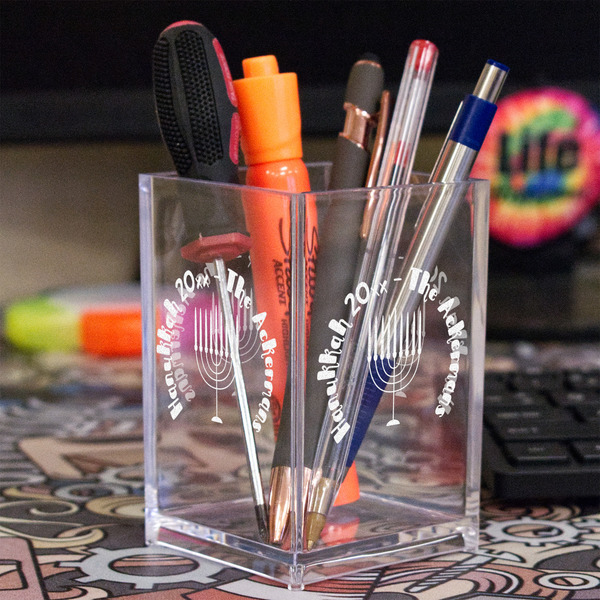 Hanukkah Acrylic Pen Holder - In Context