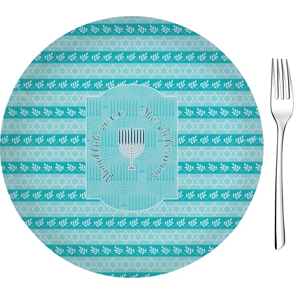 Custom Hanukkah Glass Appetizer / Dessert Plate 8" (Personalized)