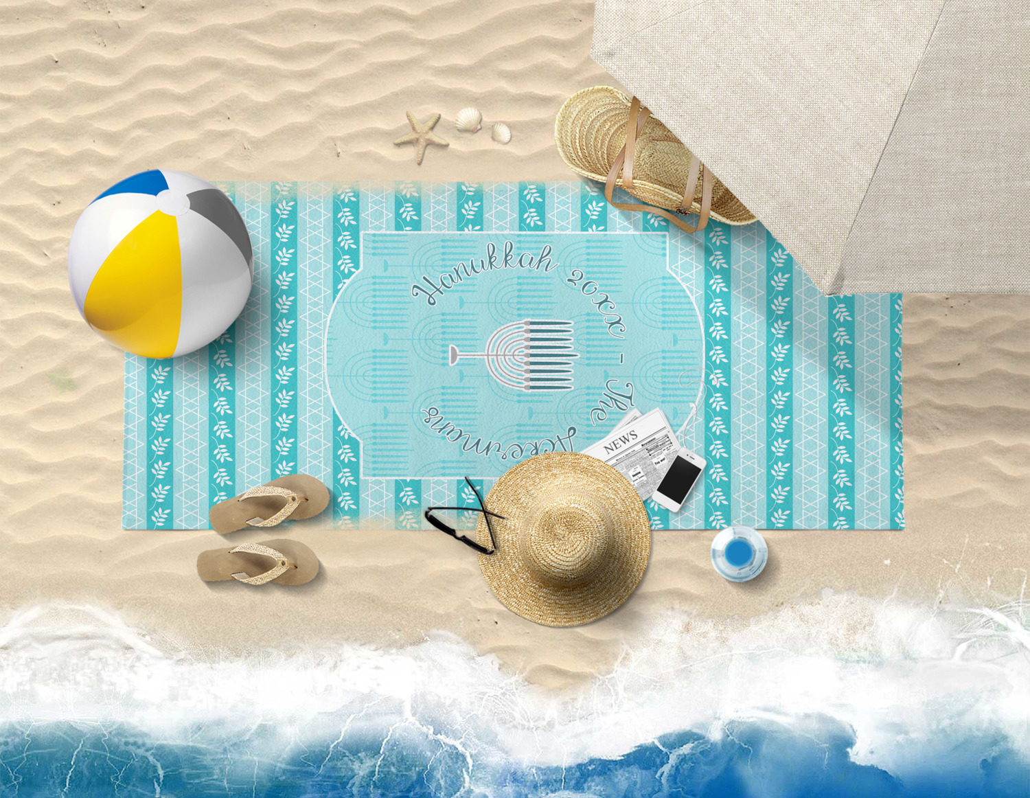 Custom Hanukkah Beach Towel (Personalized) YouCustomizeIt