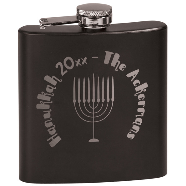 Custom Hanukkah Black Flask Set (Personalized)