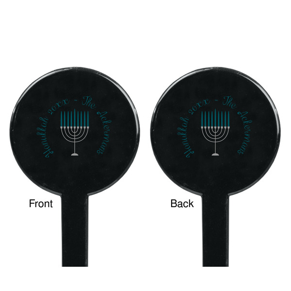 Hanukkah Black Plastic 7" Stir Stick - Double Sided - Round - Front & Back