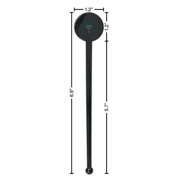 Hanukkah Black Plastic 7" Stir Stick - Round - Dimensions