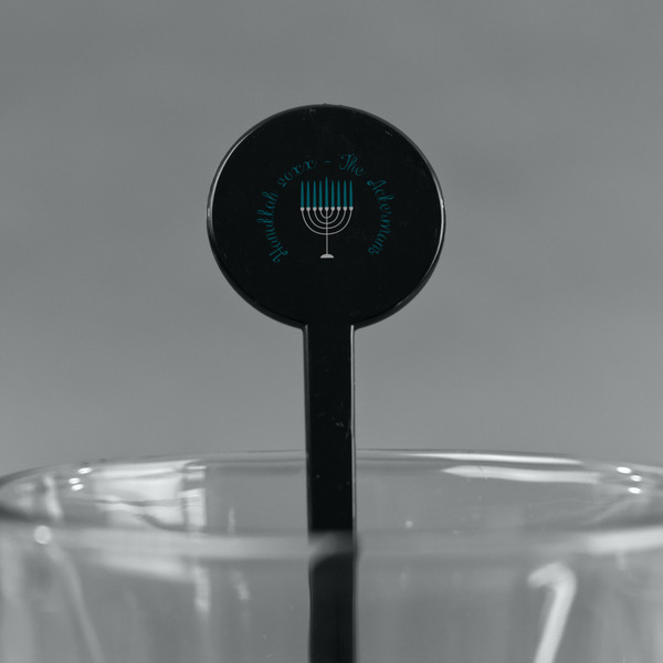 Hanukkah Black Plastic 7" Stir Stick - Round - Main