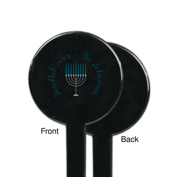 Hanukkah Black Plastic 7" Stir Stick - Single Sided - Round - Front & Back