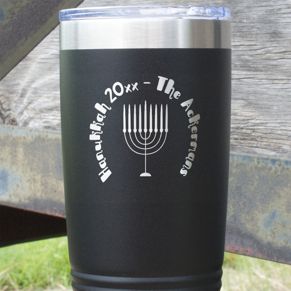 Hanukkah Black Polar Camel Tumbler - 20oz - Close Up