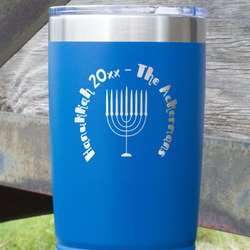 Hanukkah 20 oz Stainless Steel Tumbler - Royal Blue - Double Sided (Personalized)