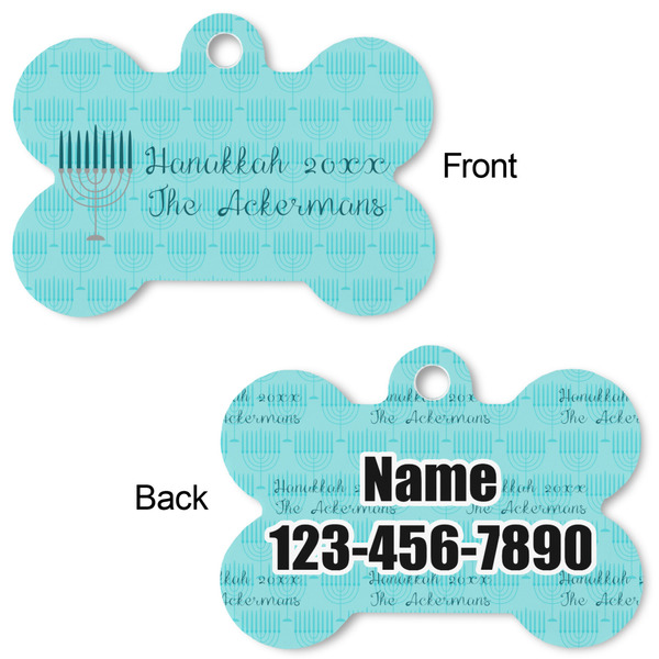 Hanukkah Bone Shaped Dog Tag - Front & Back