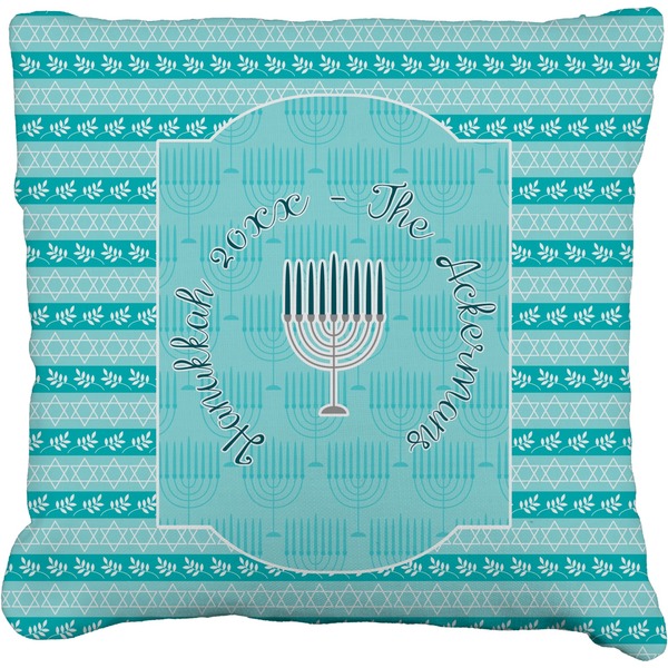 Custom Hanukkah Faux-Linen Throw Pillow 16" (Personalized)