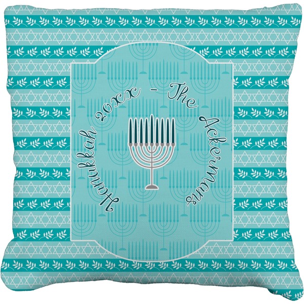 Custom Hanukkah Faux-Linen Throw Pillow 18" (Personalized)