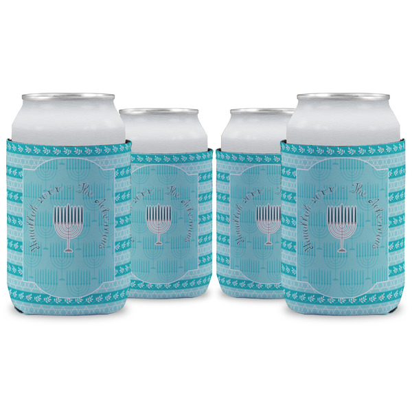 Custom Hanukkah Can Cooler (12 oz) - Set of 4 w/ Name or Text