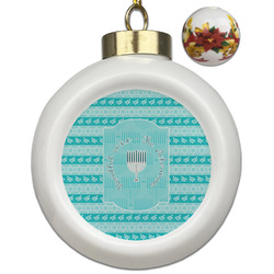 Hanukkah Ceramic Ball Ornaments - Poinsettia Garland (Personalized)