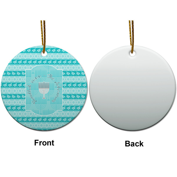 Hanukkah Ceramic Flat Ornament - Circle Front & Back (APPROVAL)