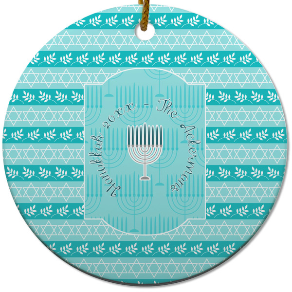 Hanukkah Ceramic Flat Ornament - Circle (Front)