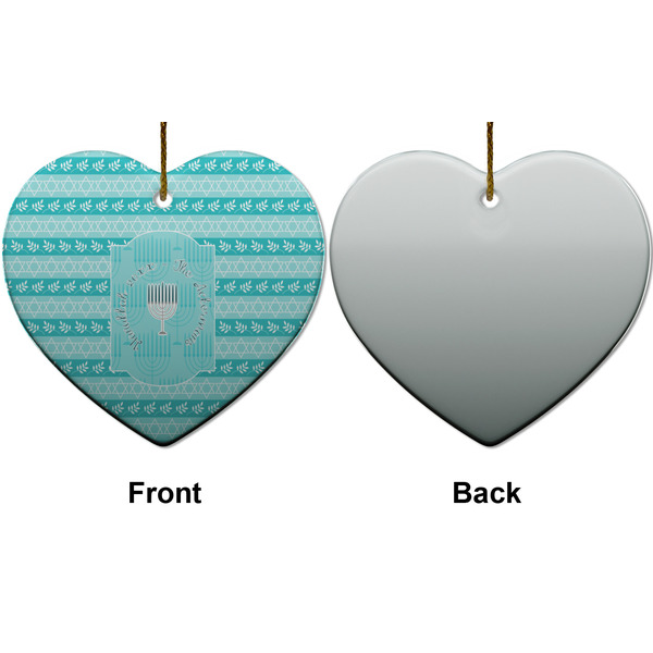 Hanukkah Ceramic Flat Ornament - Heart Front & Back (APPROVAL)