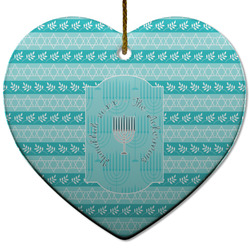 Hanukkah Heart Ceramic Ornament w/ Name or Text