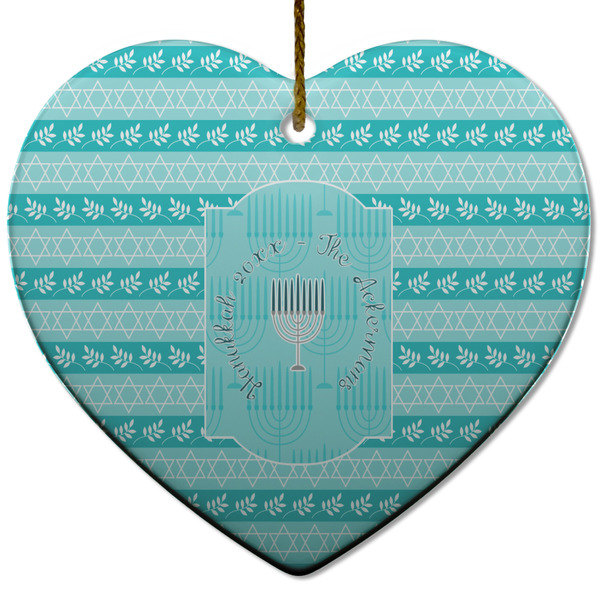 Custom Hanukkah Heart Ceramic Ornament w/ Name or Text