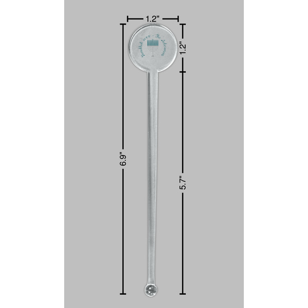 Hanukkah Clear Plastic 7" Stir Stick - Round - Dimensions