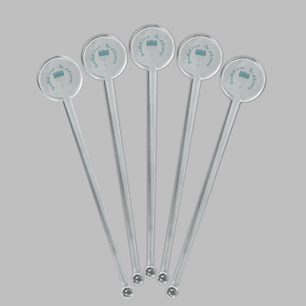 Hanukkah Clear Plastic 7" Stir Stick - Round - Fan View