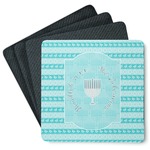Hanukkah Square Rubber Backed Coasters - Set of 4 (Personalized)