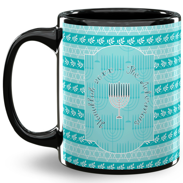 Custom Hanukkah 11 Oz Coffee Mug - Black (Personalized)