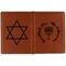 Hanukkah Cognac Leather Passport Holder Outside Double Sided - Apvl