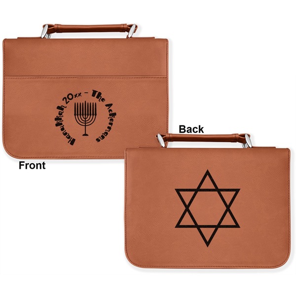 Hanukkah Cognac Leatherette Bible Covers - Large Double Sided Apvl