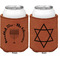 Hanukkah Cognac Leatherette Can Sleeve - Double Sided Front and Back