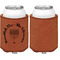 Hanukkah Cognac Leatherette Can Sleeve - Single Sided Front and Back