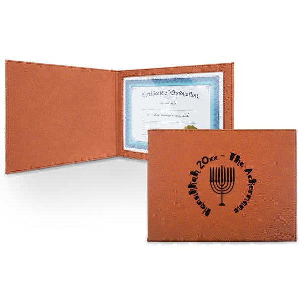 Custom Hanukkah Leatherette Certificate Holder - Front (Personalized)