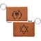 Hanukkah Cognac Leatherette Keychain ID Holders - Front and Back Apvl