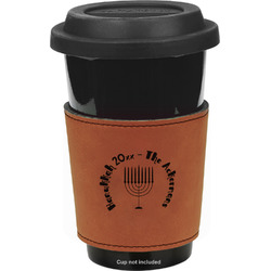 Hanukkah Leatherette Cup Sleeve - Double Sided (Personalized)
