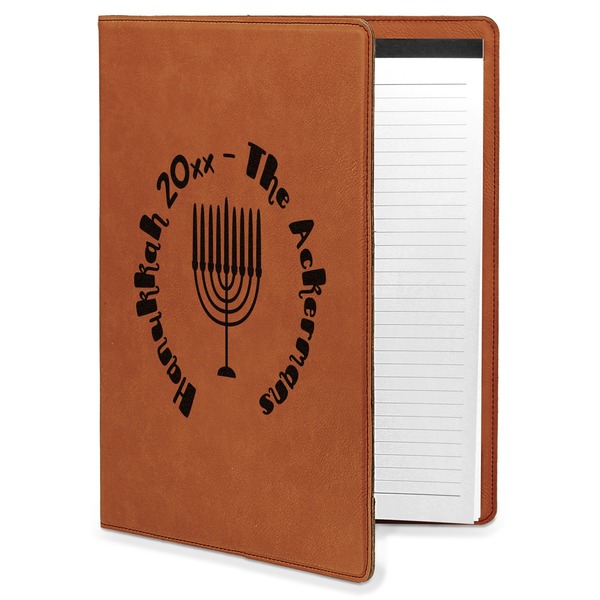 Custom Hanukkah Leatherette Portfolio with Notepad - Large - Double Sided (Personalized)