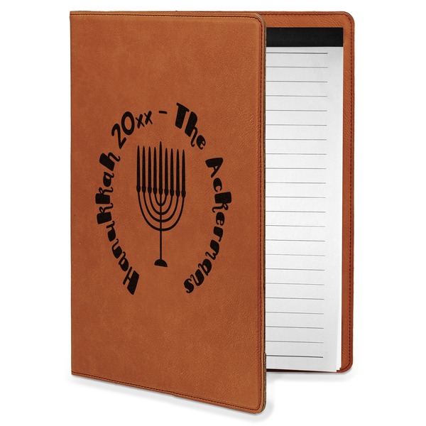 Custom Hanukkah Leatherette Portfolio with Notepad - Small - Double Sided (Personalized)
