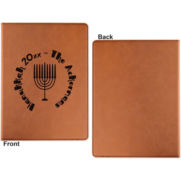 Hanukkah Cognac Leatherette Portfolios with Notepad - Small - Single Sided- Apvl